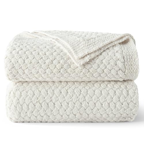 Whale Flotilla Chenille Decke Flauschige Kuscheldecke, Weiche & Warme Strickdecke, Kuschlige Sofadecke Wohndecke für Bett & Couch, 150x200 cm, Weiß