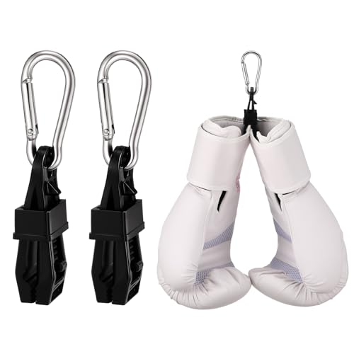 Novabright Boxing Glove Clip Holder with Carabiner, Black