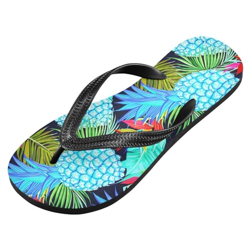 Pineapple Foliage Blue Flip Flops for Beach Thong Sandals Anti-slip Lightweight Beach Shoes for House Indoor Outdoor2