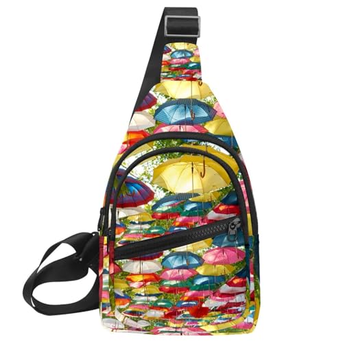Mochila cruzada ajustable y ligera con diseño multicolor