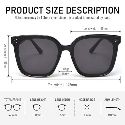 Retro Oversized Square Sunglasses for Women, Trendy Classic Style Sun Glasses UV4003