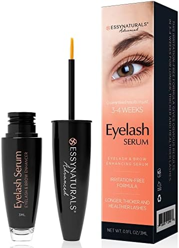 EssyNaturals Eyelash and Brow Growth Serum Irritation Free Formula, 3 Months Supply (3ml)