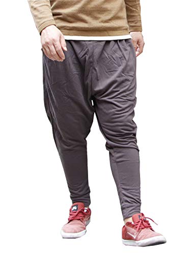 Men Harem Pants Drop Crotch Joggers Elastic Waist Trousers Baggy Tapered Leg Hip Hop Dance Sweatpants Grey Casual Techwear (2XL,Grey)