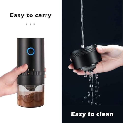 Image of STAR WORK Automatic Coffee Grinder - Adjustable Burr Mill with Precision Coarseness Control |Portable | USB Rechargeable, Compact & Durable Design for Espresso, French Press & Pour Over. (Black)