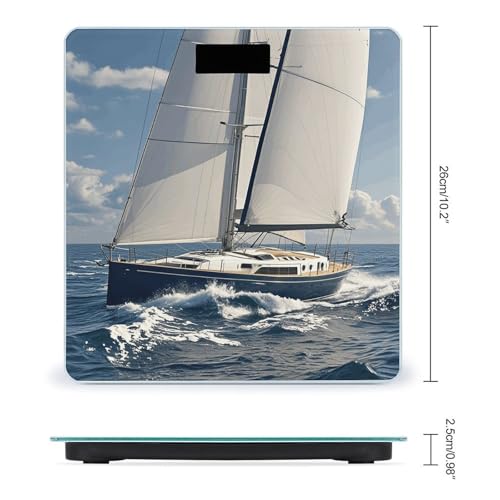Báscula digital de baño con diseño de velero náutico miniatura 2