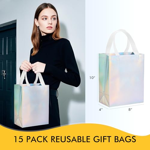 RACETOP 15 Pcs Iridescent Gift Bags