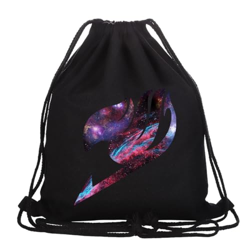 Roffatide Anime Fairy Tail Chapeau De Paille Pirates Sac À Tiroir Imprimé Sac De Sport Sac À Dos Toile Drawsting Sac À Dos String Sac Noir B
