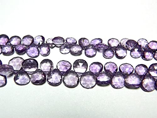 Perles améthyste cœur briolette 8mm, fil améthyste facettée pour création bijoux