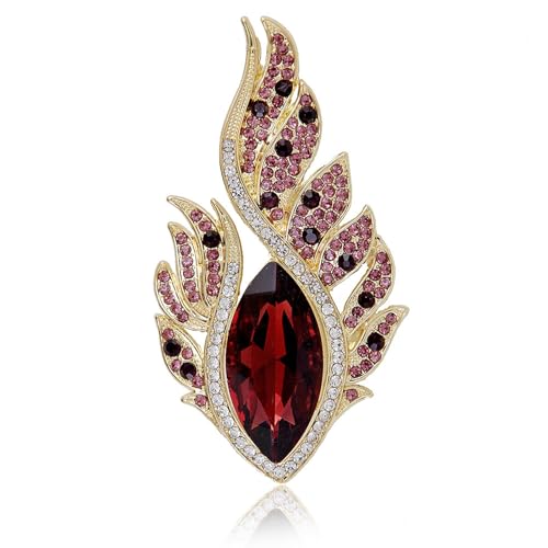 Image of Rhinestone Feather Brooches for Women Men,Vintage Animal Peacock Pin Gold /Silver /Blue / Crystal Diamond Lapel Pins Fashion Enamel Feather Leaf Brooch Elegant Dress Coat Pin Decor Wedding Christmas Birthday Jewelry