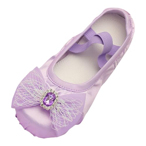 Zapatillas Deportivas para niñas Calzado de Danza Ballet clásico Zapatos Interiores Yoga Rendimiento cálido (Purple, 28.5 Little Child)