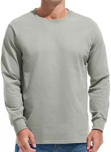 VEIISAR Herren Schwergewicht T-Shirt, Langarmshirt gebürstet - vorgewaschen