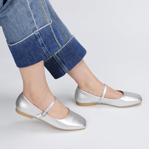 Image of Women's Mary Jane Shoes, Ballet Flats for Women, Square Toe Shoes for Women