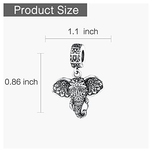 Dazlily Lucky Elephant Charm 925 Sterling Silver Charm For Bracelets Necklaces Fit Valentine's Day Mother's Day Birthday Gift For Women Girl Pendant Beads #TOP5