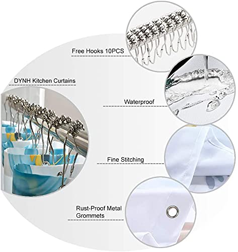 Dynh Mid Century Kitchen Curtains, Teal Mid Retro Grid Starbursts Orange Century Modern Retro 1950S 1960S Mcm Window Curtain Panel, Retro Modern Window Curtain Panels Sets With Hooks (55X39) #TOP4