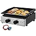 Warmiehomy 2 Burner Portable Gas BBQ Barbecue Grill, Small Gas BBQ Grill Ceramic Coated Cast Iron Plate with Built-in Thermometer for Outdoor Camping Cooking, 45x46x21cm