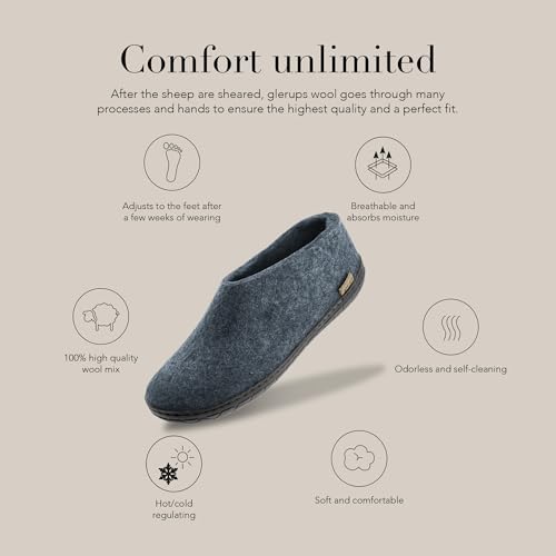 Image of Glerups 100% quality wool mix Shoe Slipper with rubber sole - Unisex