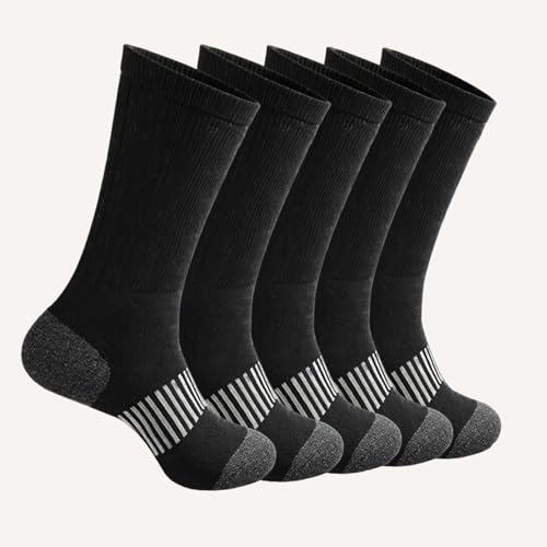 Men's Running Hiking Socks - Breathable, Seamless, Moisture-Wicking for Outdoor Sports, 5 Packs (White/Black)