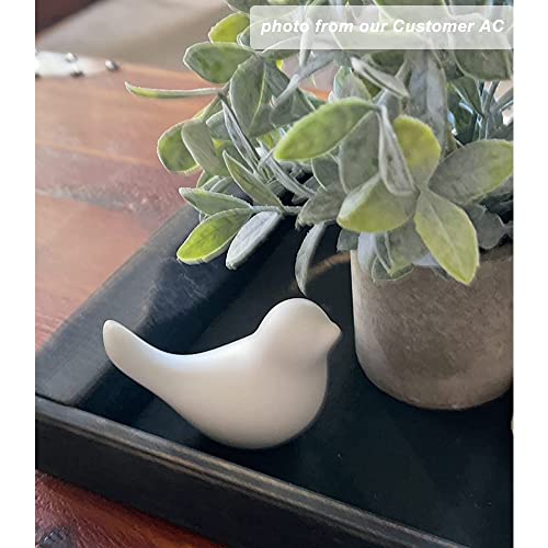 Estatuas pequeñas decorativas de pájaros en cerámica blanca miniatura 3