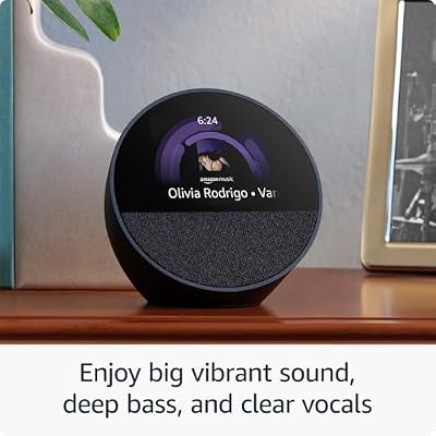 Amazon Echo Spot (newest model) in Glacier White bundle with Amazon Smart Plug, Designed for Alexa+