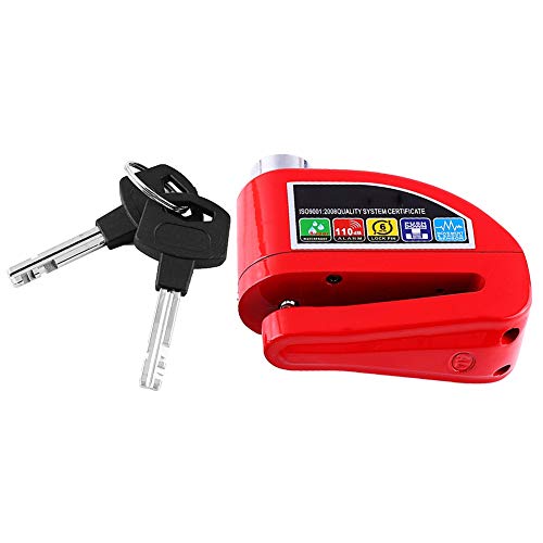 image for Qiilu Alarm Disc Lock, Anti-theft Motorcycle Disc Brake Lock, Security