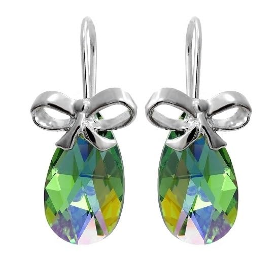 Boucles d'oreilles cristaux péridot en argent 925, le cadeau d'anniversaire parfait
