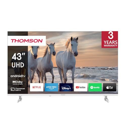THOMSON 43 Pouces (109 cm) 4K Ultra HD Blanc Smart Android TV, Google Assistant, Wi-FI, Dolby...