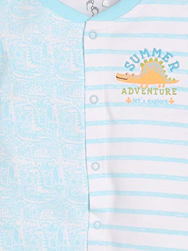 Image of BABY GO Half Sleeve Cotton Baby Boy Round Neck Romper Dress (3-6M,Skyy)