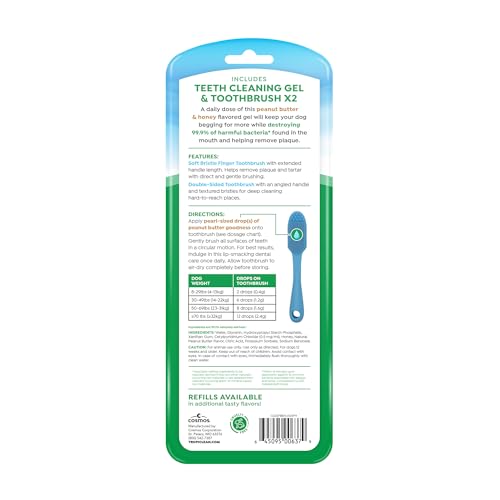 Image of TropiClean Fresh Breath Oral Care Kit - Soft Bristle Finger Toothbrush - Dog Tooth Brushing Kit - Peanut Butter and Honey Flavor Dog Toothpaste