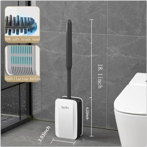 Image of Removable Toilet Brush Set, Soft and Medium Bristles for Cleaning Hygienic Corners, Comes with Suction Cup Seamless Hooks, Black