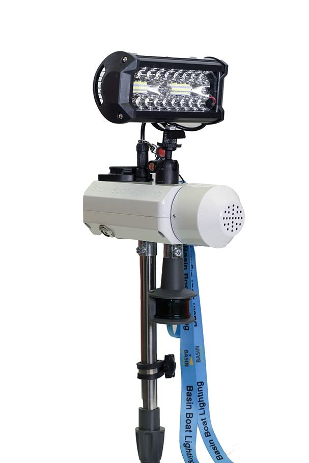 Basin Boat Lighting KAYAK (PaddleBird) + NAV 7”/13” pole LED 120W/12,000 Lumens SmartBird Safety Lighting System USCG 2nm Bow Nav 105db Horn USB Port Key Fob/remote NEW iOS/Android app (not included)