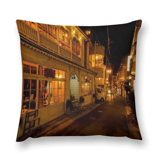 銀山温泉流行両面印刷枕カバー腰部枕カバー室内ソファー四季通用抗菌防臭快適な手触り誕生日クリスマスプレゼント枕カバー抱き枕カバー20 "x20 "