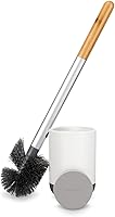 Full Circle Scrub Queen Toilet Brush with Ceramic Holder, Dry Earth Mold Prevention & Replaceable Head - Hygienic, Stylish White