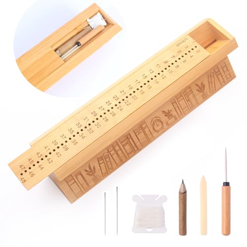 Bamboo Book Binding Kits with an Awl, Book Binding Cradle, Signature Punching Tools with Piercing...