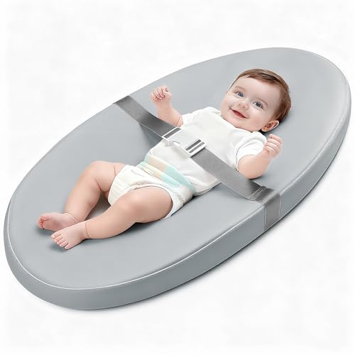 Image of Baby Diaper Changing Pad, Wipeable Baby Changing Pad for Dresser, Contoured Waterproof Changing Pad with PU Cover, Non-Slip Safety Belt & Bottom, Portable, Lightweight