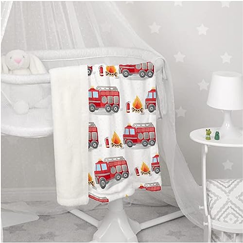 Image of Fire Truck Fireman Baby Blanket Gifts Super Soft Swaddle Newborn Cozy Baby Receiving Blanket Stroller Throw Blanket for Crib 40x30 in forBaby /Puppy