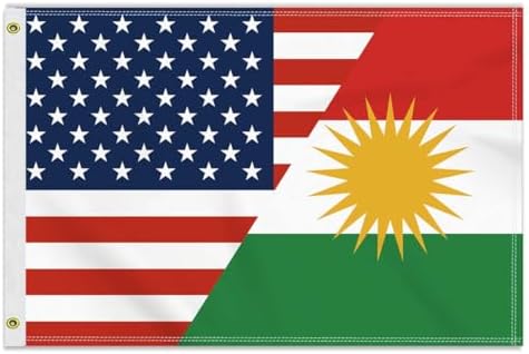 2×3 FT Kurdistan America Friendship Flag,Medium 60×90CM 150D Kurdish USA Outdoor Banner,Double Side Printing American Decor For Patio Garden With Brass Gromment image 5