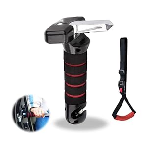 Car Emergency Kit, 4-in-1 Car Cane Mobility Aid with Adjustable Standing Support Handle, Car Window Breaker, Seatbelt Cutter, LED Light, Grab Handle, Portable Car Escape Tool for Disabled and Elderly