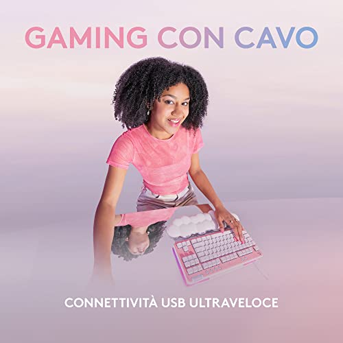 Logitech G G713 Tastiera Cablata Per Gaming Con Luce RGB LIGHTSYNC, Linear Switch (GX Marrone) e Supporto Per Tastiera, Compatibile Con PC e Mac, White Mist