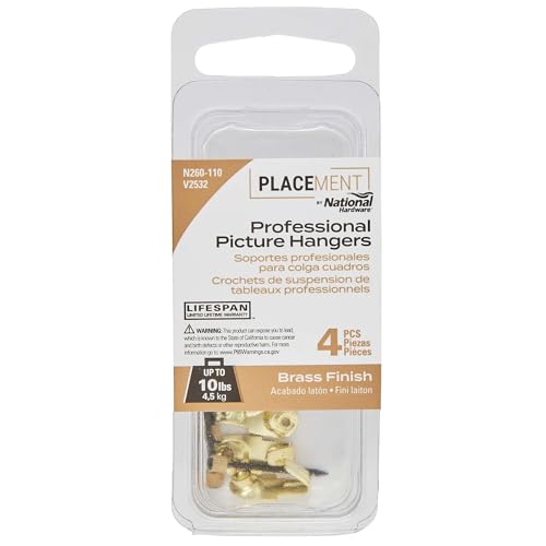 Image of National Hardware N260-110 National Hardware V2532-10 Professional Premium Picture Hangers with 10 lb. Weight Capacity - Pack of 4