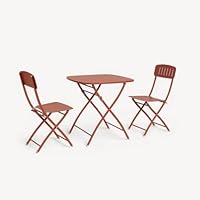 Royalcraft Venice Bistro Set Cayenne Orange 70cm Square Foldable Bistro Table with 2x Foldable Chairs