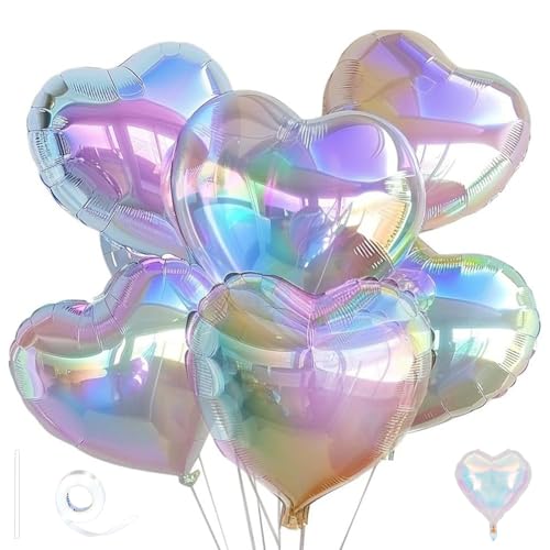 Image of Silver Glitter Heart Ballloons,18 Inch Bright Foil Love Heart Shaped Balloons 6Pcs Silver love balloon for Baby Shower Birthday Party Wedding Engagement Valentines Day Decorations