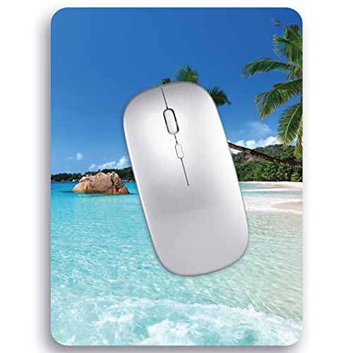 Image of Small Mouse Pad 6 x 8 Inch, Audimi Mini Mouse Pad Thick for Laptop Wireless Mouse Home Office Travel, Portable & Washable (Beach)