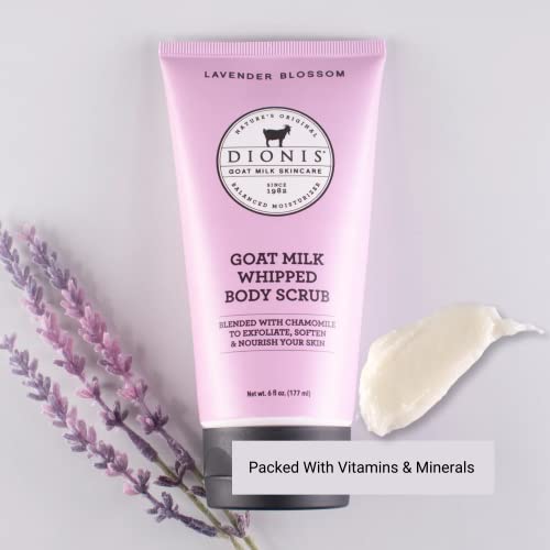 Dionis Goat Milk Skincare Lavender Blossom 3 Piece Self Care Essentials Gift Set - Bar Soap, Hand & Body Cream & Whipped Chamomile Sugar Body Scrub In Recyclable Box - Exfoliate & Moisturize Dry Skin #TOP4