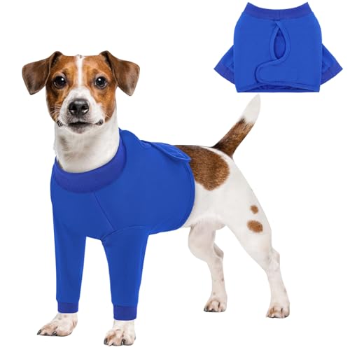 Image of Queenmore Recovery Sleeve for Dogs Front Leg, Dog Recovery Sleeves, Dog Surgical Recovery Suit Female, Pet Elbow Protector Cone Collar Alternatives, Blue, XS