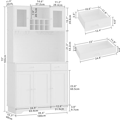Ironck HK-P-01 Kitchen Pantry Storage Cabinet 72 Inch Height With Doors, Drawer, Adjustable Shelves, Freestanding Cupboard Hutch Cabinet thumb #2