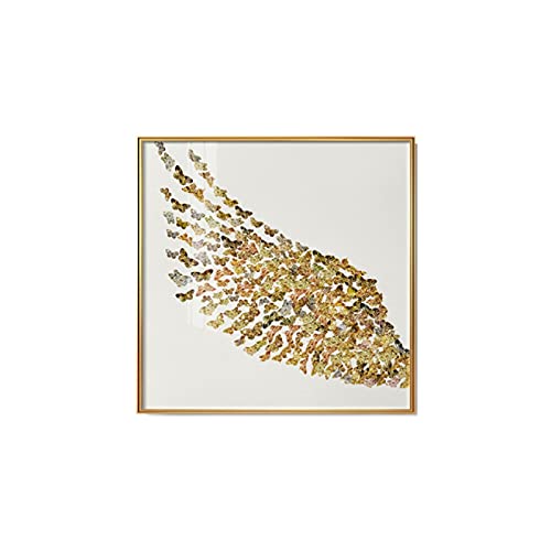 Arte de la pared grande para decoración del hogar, set de dos lonas de mariposas doradas 2