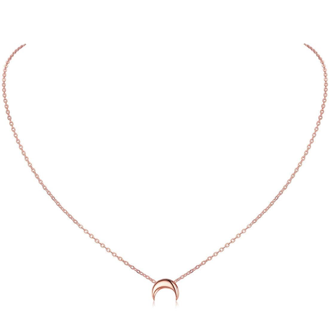 ChicSilver Collana girocollo da donna, argento/placcato oro/rosa oro, gioielli a girocollo con ciondolo a forma di cuore/luna/stella, catenina corta da 40 + 5 cm, regalo per migliore amica, donne e