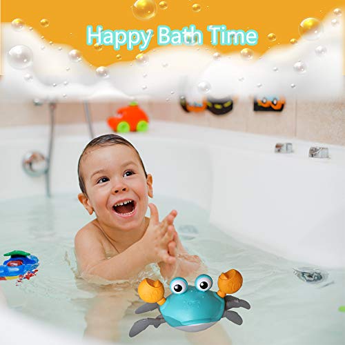 COUOMOXA Bath Toys for Toddler 1-3 Years Amphibious Cute Wind Up Swimming Crab Bath Toys for Toddlers,Babies,Kids - 2 in 1 Baby Bathtub Pool Toys- Push and Pull Toy,Walking-a-Long Toys - Thumbnail 5