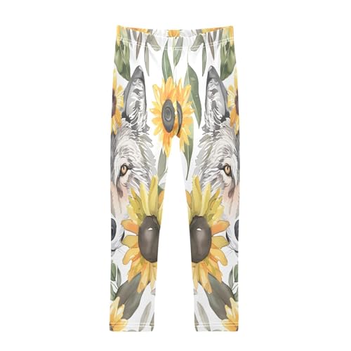 Toddler Girls Leggings Printed Yoga Pants Leggings Wolfs Face Sunflowers for Kids
