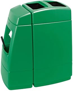 55 Gallon Green Rectangular Open Top Waste Container with Paper Towel Dispenser, Squeegee, and Windshield Wash Station, Garbage Can, Recycle Bin, Outdoor Trash Can for Car Dealerships or Stations
